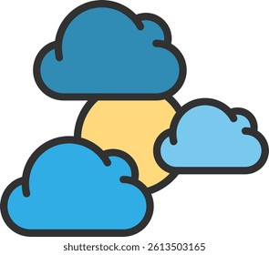 Cloudy Outline Filled Style Icon