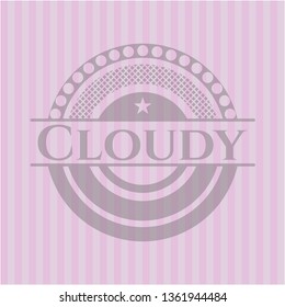 Cloudy pink emblem. Retro