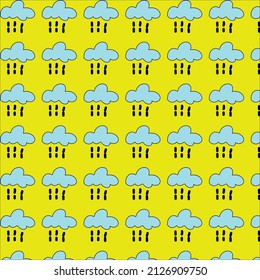 cloudy with rain drop pattern on yellow background