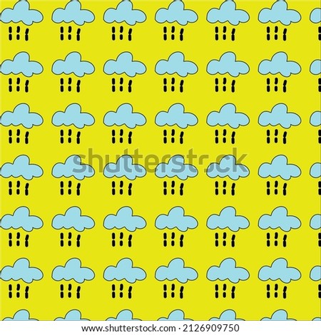 cloudy with rain drop pattern on yellow background