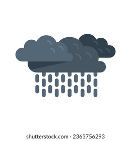 Cloudy rain icon flat vector. Cold fog. Cloud weather isolated