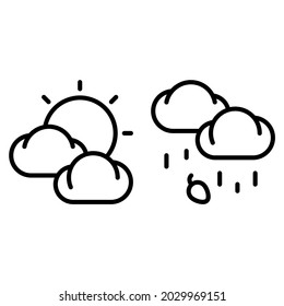 Cloudy and rain icon with outline style. Suitable for website design, logo, app and UI. Based on the size of the icon in general, so it can be reduced.