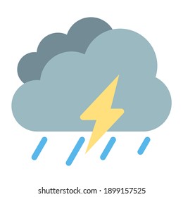 cloudy rain weather with storm using soft color and flat style