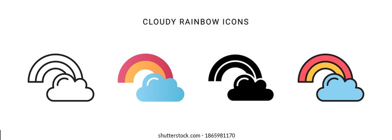 cloudy rainbow icon vector with different style design. isolated on white background