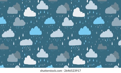 Cloudy raindrops pattern falls during rainfall scene forming backdrop detail