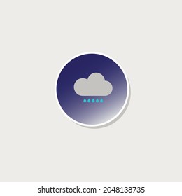 Cloudy Rainy Weather Flat Icon on grey background. Vector illustration design. Flat style