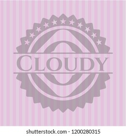 Cloudy realistic pink emblem