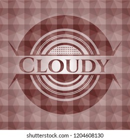 Cloudy red geometric badge. Seamless.