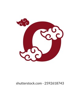 Cloudy red letters icon design template