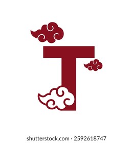 Cloudy red letters icon design template