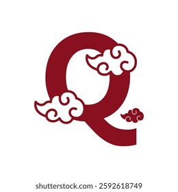 Cloudy red letters icon design template