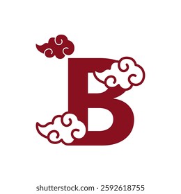 Cloudy red letters icon design template