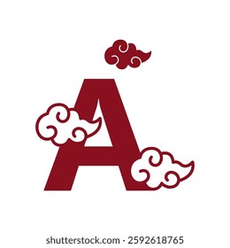 Cloudy red letters icon design template