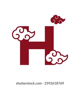 Cloudy red letters icon design template