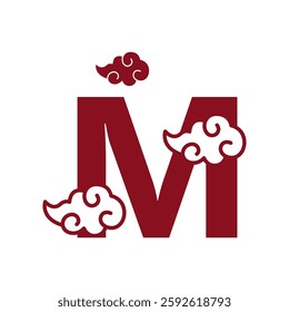 Cloudy red letters icon design template