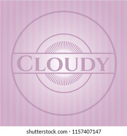 Cloudy retro style pink emblem