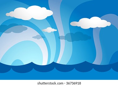 Cloudy sea illustration