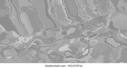 Cloudy Shadows Dyed Vector Print. Landscape Foggy Monochrome Watercolor Brush Stroke. Grey Colors. Metallic Silver Gray Simple Dirty Art. Details Retro Grey Modern Art Pattern.