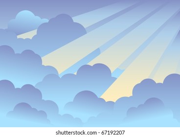 Cloudy sky background 2 - vector illustration.