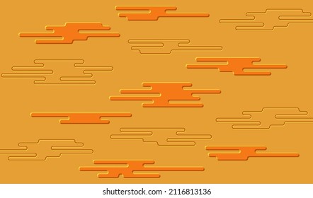Cloudy sky background. Chinese traditional pattern of clouds. Oriental ornament. Extruded and outlined cloud silhouettes