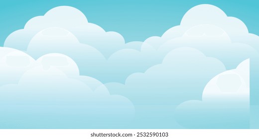 Cloudy sky background with soft, flat tones. Gentle gradients of grays and blues create a serene atmosphere, perfect for nature-themed designs or calm, subtle backdrops