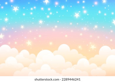 Cartoon rainbow unicorn on clouds Royalty Free Vector Image
