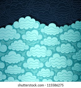 Cloudy sky banner made of fancy paper, vector eps8 illustration