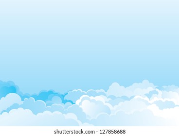 Cloudy sky. Blue horizontal background of cloudy sky
