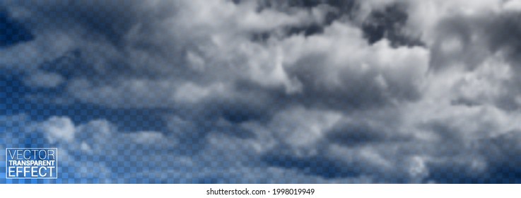 cloudy sky effect for decoration on the transparent background. Realistic isolated Vector illustration.
