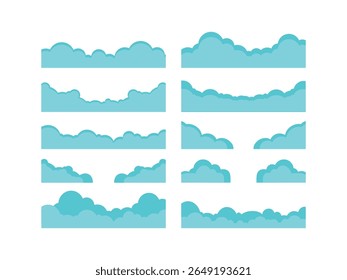 Cloudy Sky Elements Collection Flat Style for Footer Frame