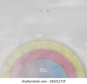 Cloudy sky eps10 vector background with circle shapes for web site wallpaper, banner, textbox - CMYK version