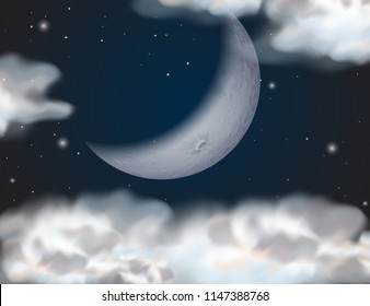 A cloudy sky at night illustration