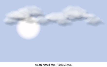 Cloudy sky. Realistic white clouds and full moon. Cloudy background