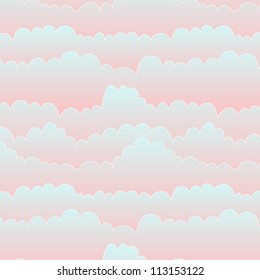 Cloudy sky seamless pattern, vector