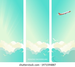 cloudy sky vertical poster airplane