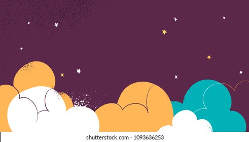 Cloudy sky and very fluffy graphic scenario
