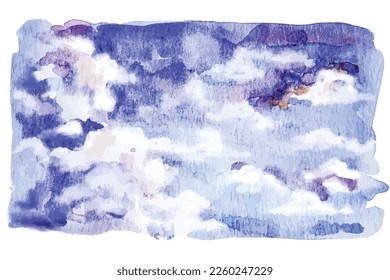 Cloudy sky watercolor painting vector background, Abstract hand painting background on white background, realistic watercolor illustration