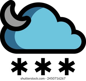 Cloudy Snowing Weather Flat Icon