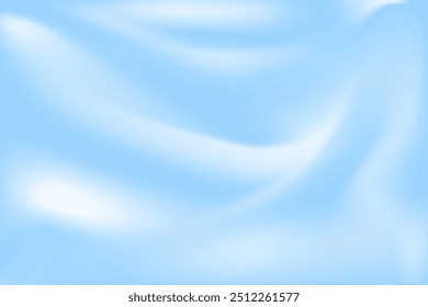 Cloudy soft blue sky with blurred white clouds. Bright wavy pastel shades of blue in gradient mesh