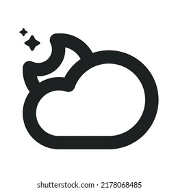Cloudy Starry Night Outline Icon