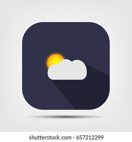 cloudy sun flat icon with long shadow