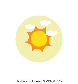 Cloudy sun icon, sun and clouds cute hand drawn doodle minimalist vector illustration, simple symbol 