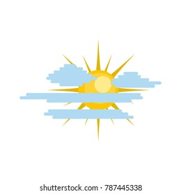 Cloudy sun icon. Flat illustration of cloudy sun vector icon isolated on white background