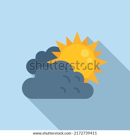 Cloudy sun icon flat vector. Rain forecast. Meteo rainy