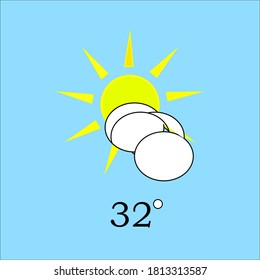 
cloudy sun icon, with temperature. vector illustration