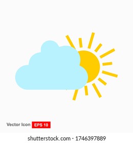 Cloudy and sun icons, vector dashes, isolated linear force pictograms in white. Symbols, logo illustrations. Stroke that can be edited. Vector illustration