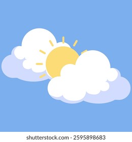 cloudy and sun illustration for sticker, element and other