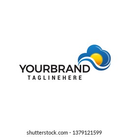 cloudy sun logo design concept template vector