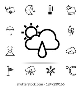cloudy sun rainy sign icon. weather icons universal set for web and mobile