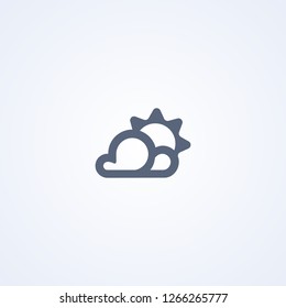 Cloudy sun, vector best line icon on white background , EPS 10